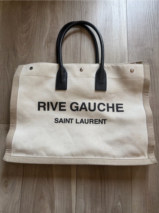 Saint Laurent Handbags - Saint Laurent Rive Gauche Canvas Bag in Cream and Black